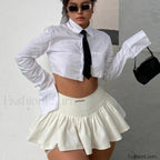 Letter Label Pleated Skirt