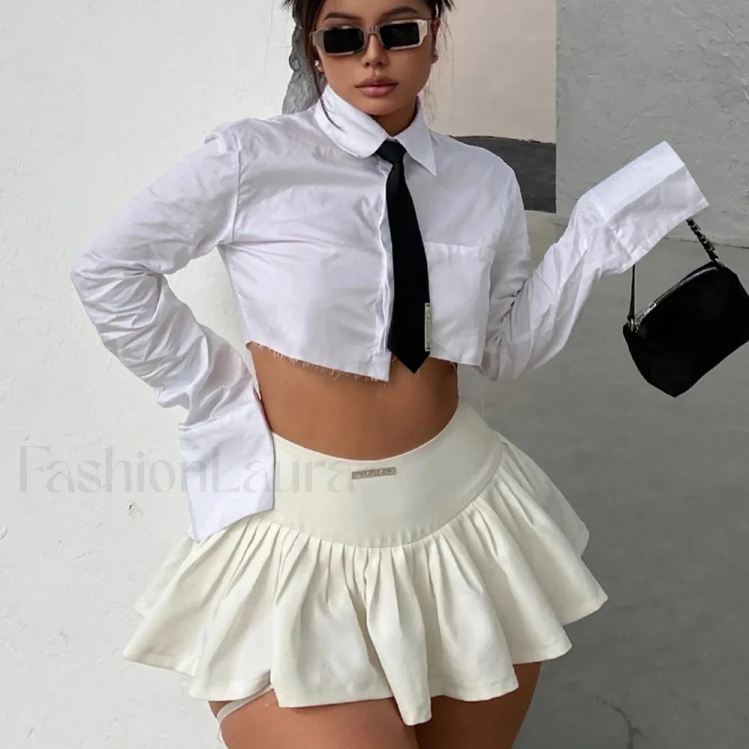 Letter Label Pleated Skirt Main image