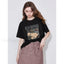 Letter Pattern Lyocell Slim Fit T Shirt Black / S