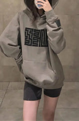 Letter Print Vintage Hooded Hoodie