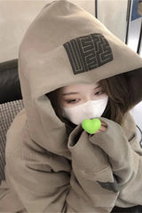 Letter Print Vintage Hooded Hoodie