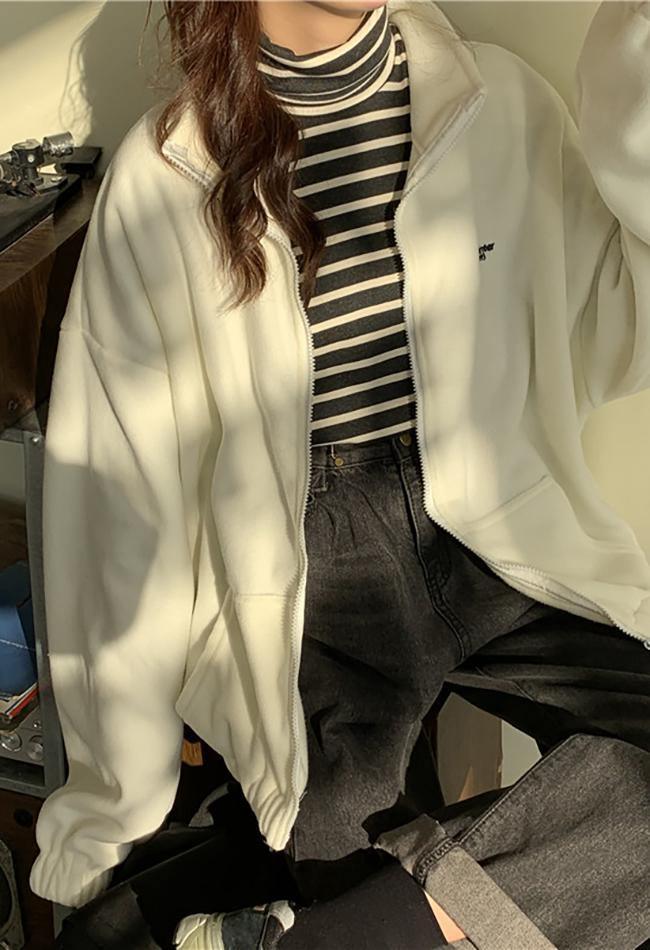 Letter Print Zip up Jacket Jackets