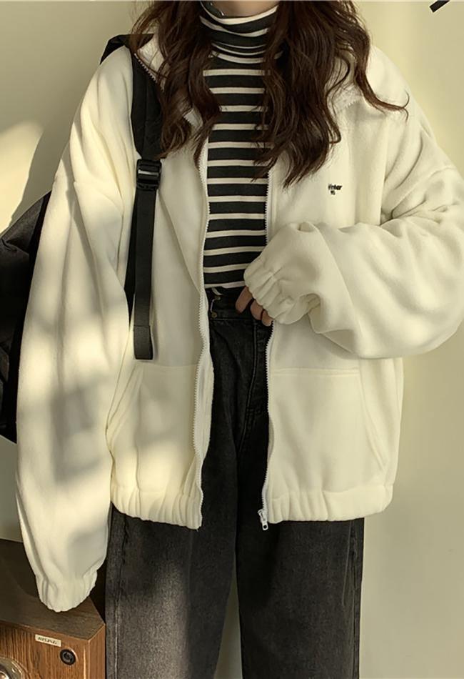 Letter Print Zip up Jacket Jackets