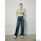 Letter Printed Contrast Color T Shirt