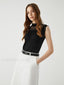 Lettuce Trim Patchwork Trendy Sleeveless Sweater Vest Black / S Sweaters L