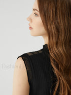 Lettuce Trim Patchwork Trendy Sleeveless Sweater Vest Sweaters L