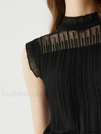 Lettuce Trim Patchwork Trendy Sleeveless Sweater Vest Sweaters L
