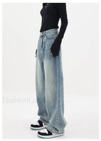 Light Blue Wash Trendy Baggy Boyfriend Jeans women clothing