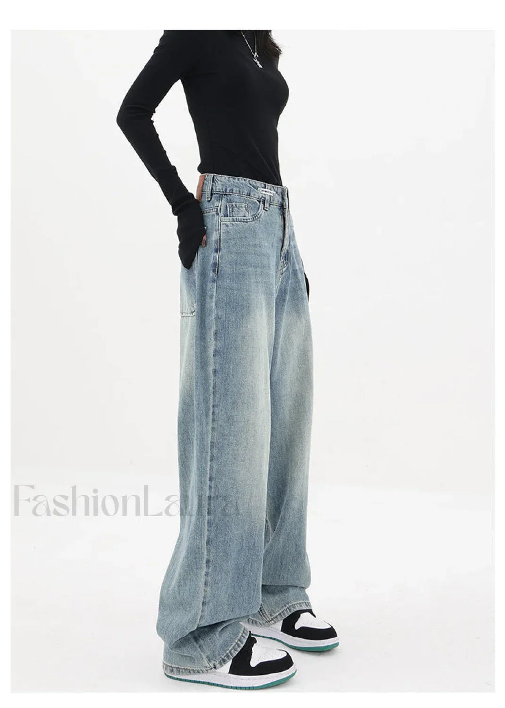 Light Blue Wash Trendy Baggy Boyfriend Jeans women clothing