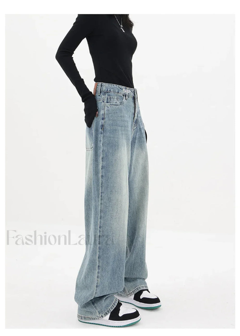 Light Blue Wash Trendy Baggy Boyfriend Jeans women clothing