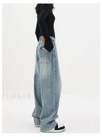 Light Blue Wash Trendy Baggy Boyfriend Jeans women clothing