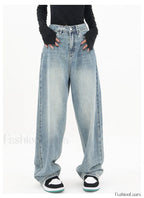Light Blue Wash Trendy Baggy Boyfriend Jeans women clothing