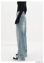 Light Blue Wash Trendy Baggy Boyfriend Jeans women clothing