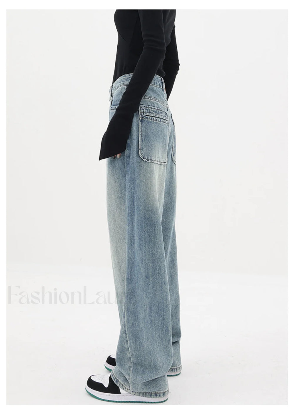 Light Blue Wash Trendy Baggy Boyfriend Jeans women clothing