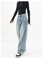 Light Blue Wash Trendy Baggy Boyfriend Jeans women clothing
