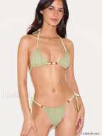 Light Green Bead Detail Bikini Set light green / S