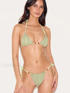 Light Green Bead Detail Bikini Set light green / S