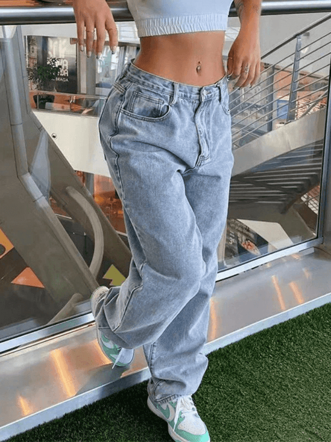 Light Wash Denim Boyfriend Jeans Blue / S Jeans Main image