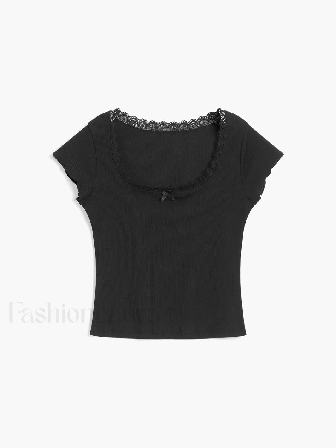 Like That Lace Trim Modern Cap Sleeve Crop Top Secondary image