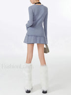Lilac Raw Hem Trendy Long Sleeve Knit Top Sweaters L
