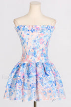 Lilibeth Floral Stylish Print Dress S / Blue Print