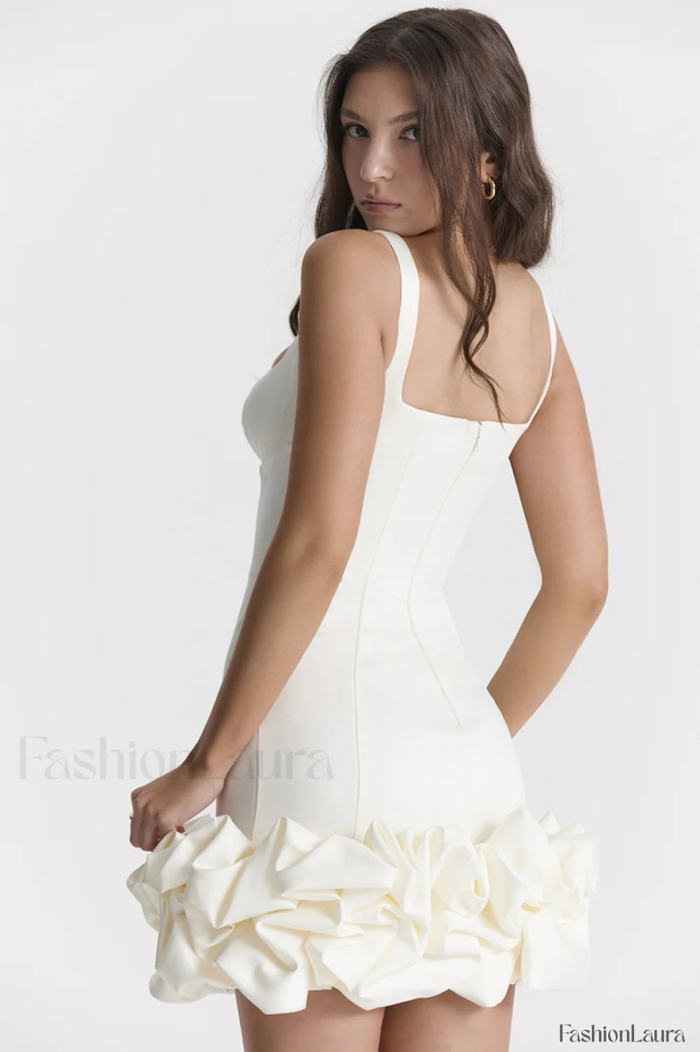 Lilou Ivory Stylish Ruffle Dress Party Dresses L