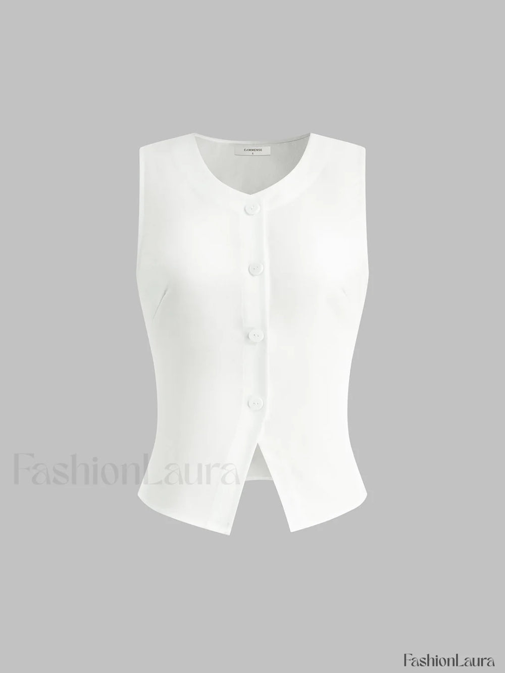 Linen Blends Button Up Tank Top White / XS Tank Tops & Camis