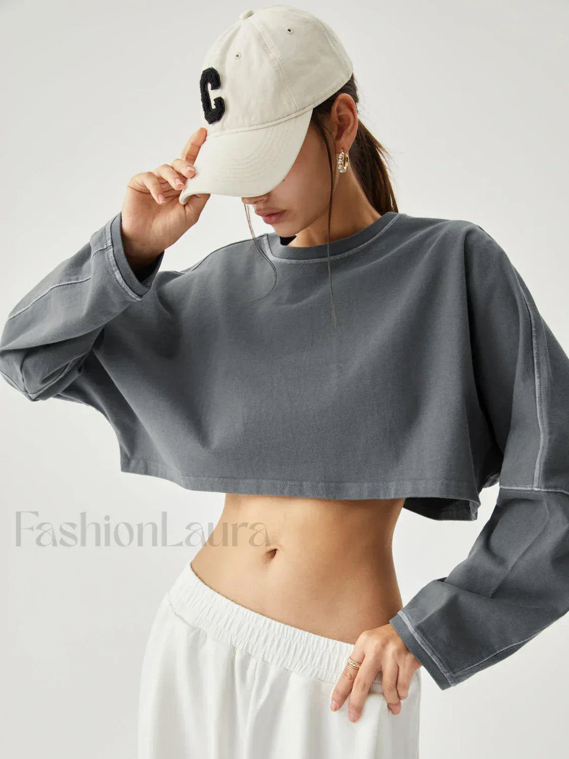 Living Easy Graceful Crop Sweatshirt Grey / XS Sweatshirts Main image