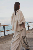 Lola Linen Embroidery Charming Shirt + Pants Set