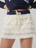 Lolita Tiered Contrast Mini Skirt WHITE / S