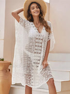 Long Lace Plus Size Cover Up WHITE / One Size
