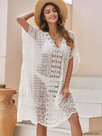 Long Lace Plus Size Cover Up WHITE / One Size