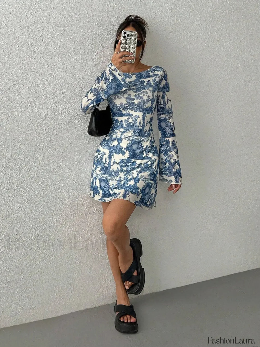 Long Sleeve Bodycon Floral Dress
