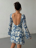 Long Sleeve Bodycon Floral Dress