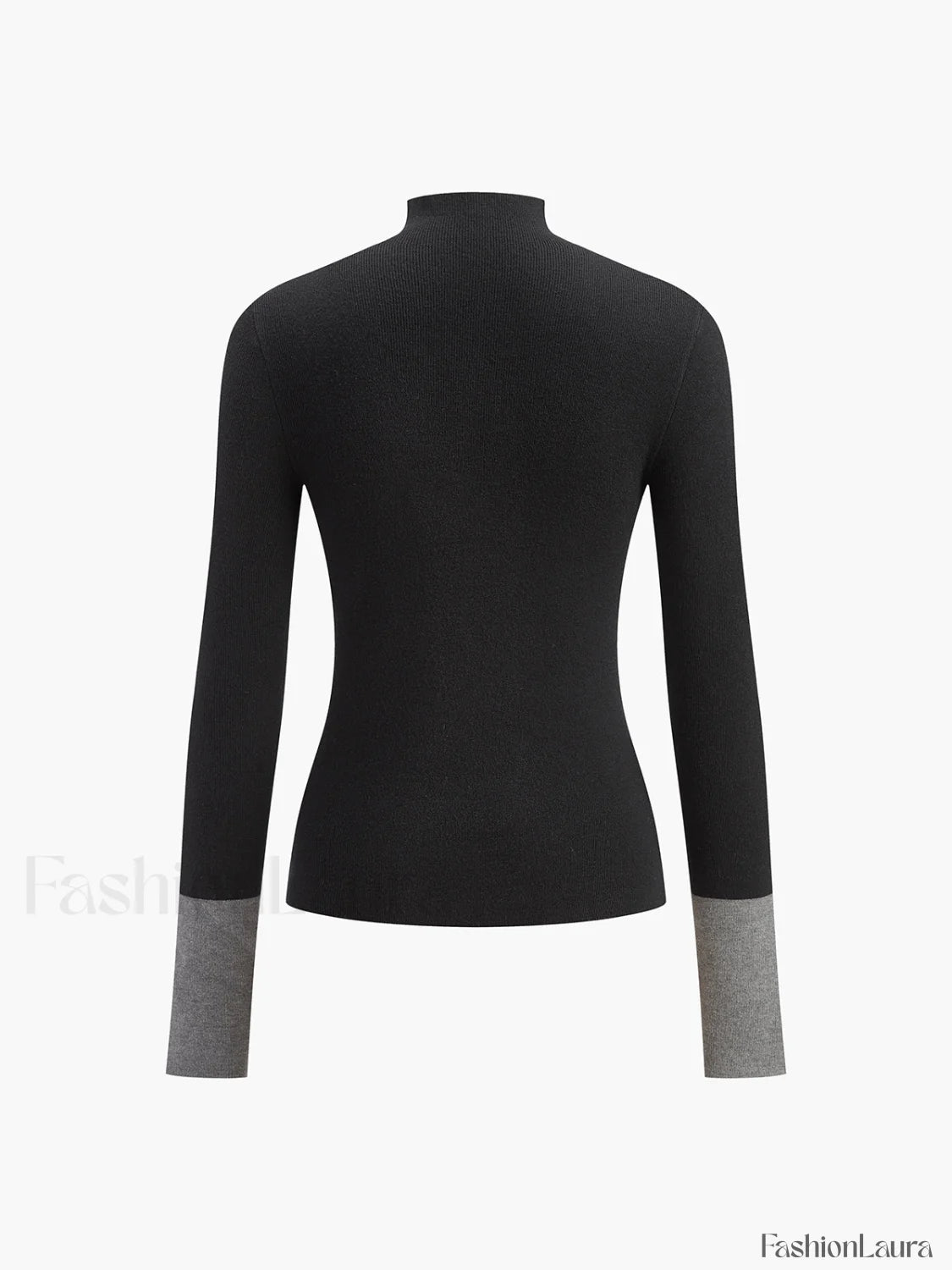 Long Sleeve Contrast Cuff Knit Top Knit Tops