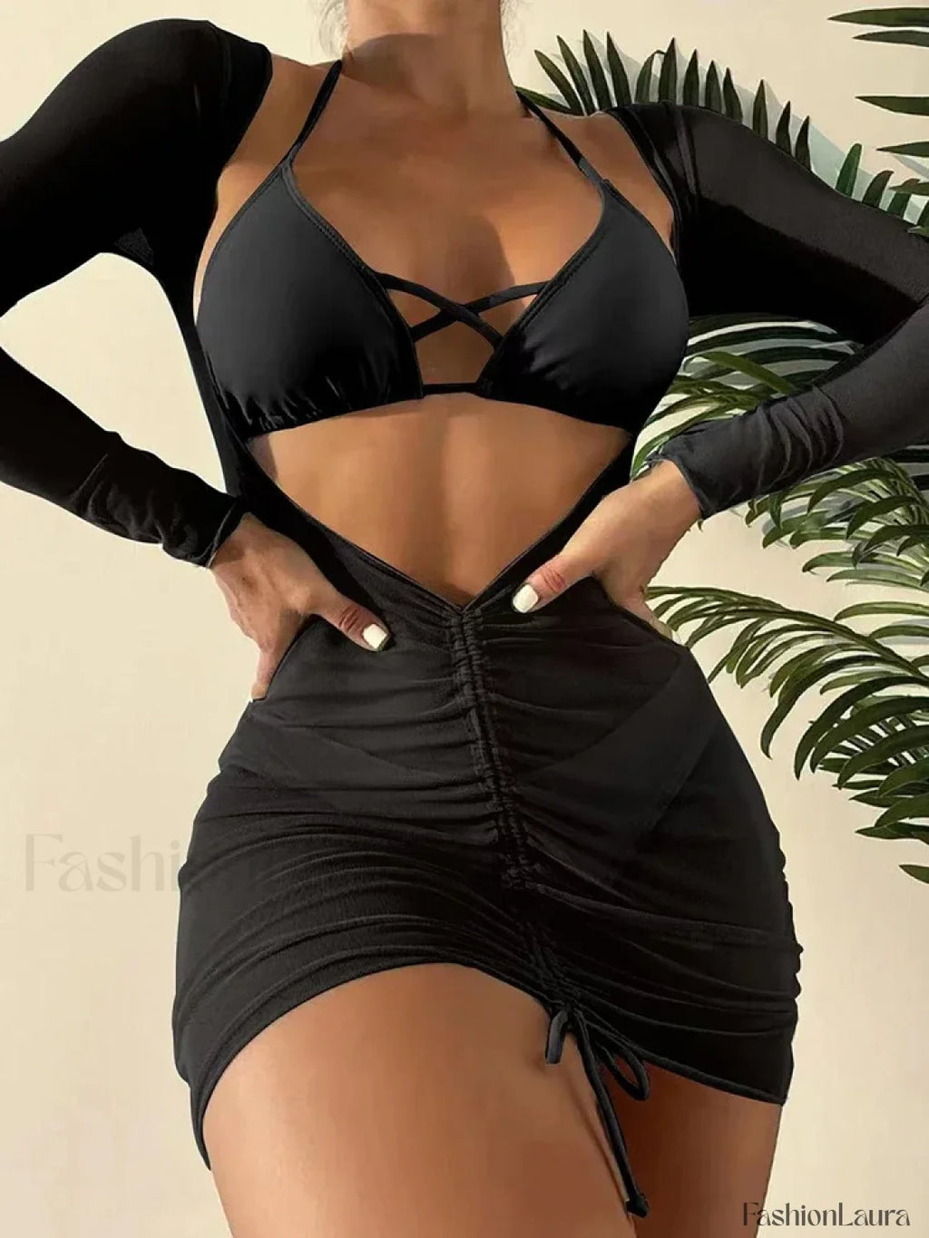 Long Sleeve Drawstring Three Piece Set