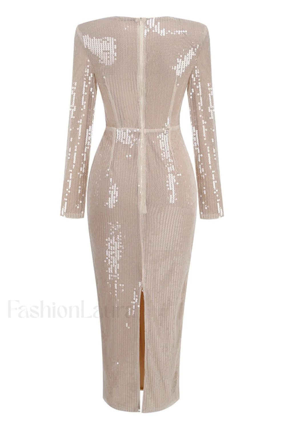 Long Sleeve Flower Charming Sequin Midi Dress