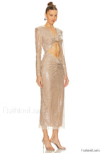 Long Sleeve Flower Charming Sequin Midi Dress