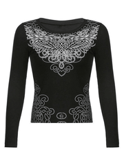 Long Sleeve Heart Pattern Print Tee Tops&Tees