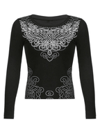 Long Sleeve Heart Pattern Print Tee Tops&Tees