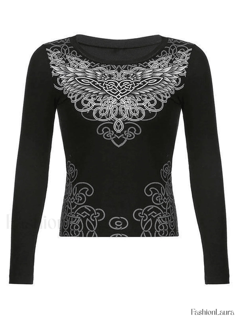 Long Sleeve Heart Pattern Print Tee Tops&Tees