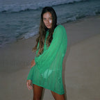 Long Sleeve Shirt Beach Cover Up Green / One Size