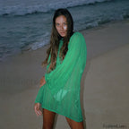 Long Sleeve Shirt Beach Cover Up Green / One Size