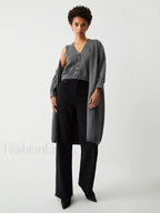 Longline Cardigan Graceful With Matching Vest Grey / S Sweaters L