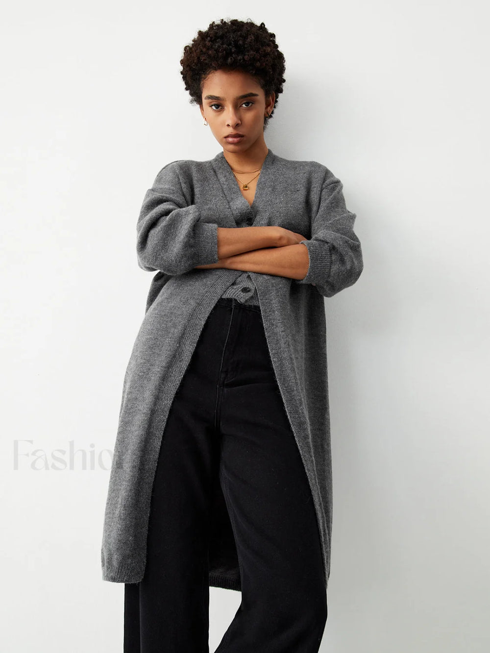 Longline Cardigan Graceful With Matching Vest Sweaters L