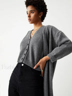 Longline Cardigan Graceful With Matching Vest Sweaters L
