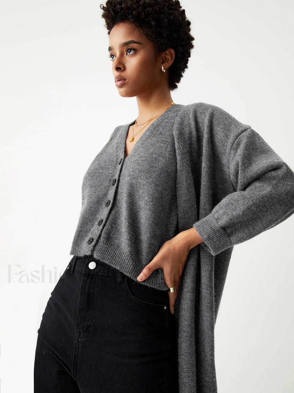 Longline Cardigan Graceful With Matching Vest Sweaters L
