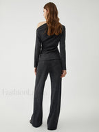 Loose Casual Graceful Gray Two Piece Set Pant Sets