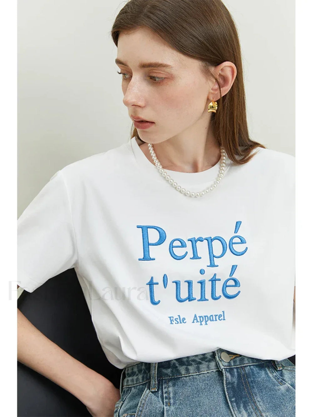 Loose Cool Letter Embroidery T Shirt