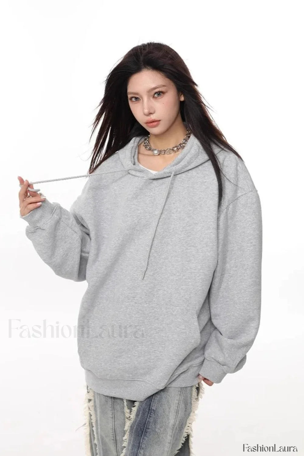 Loose Fit Long Sleeve Pullover Hoodie